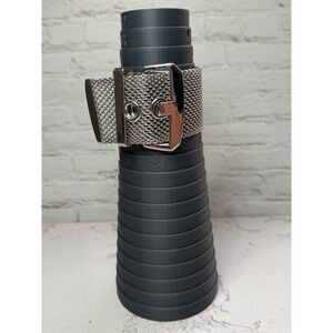 Silver Tone Mesh Belt Buckle Cuff Bracelet Y2K Punk Glam Industrial Jewelry